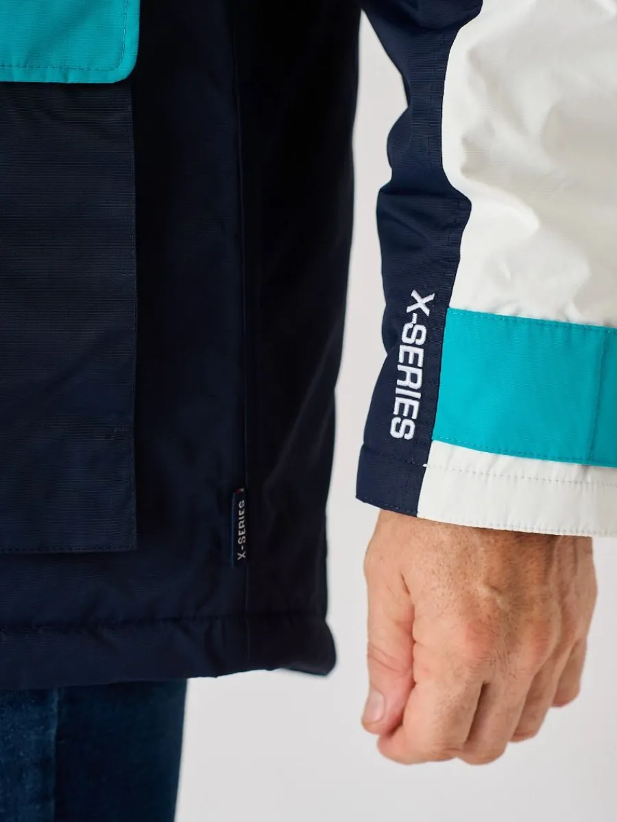xseries_navy_white_and_te_10.webp Quba & Co X-Series Navy White and Teal Waterproof Sailing Jacket - Zermatt Online