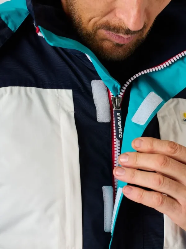 Quba & Co X-Series Navy White and Teal Waterproof Sailing Jacket - Zermatt Online