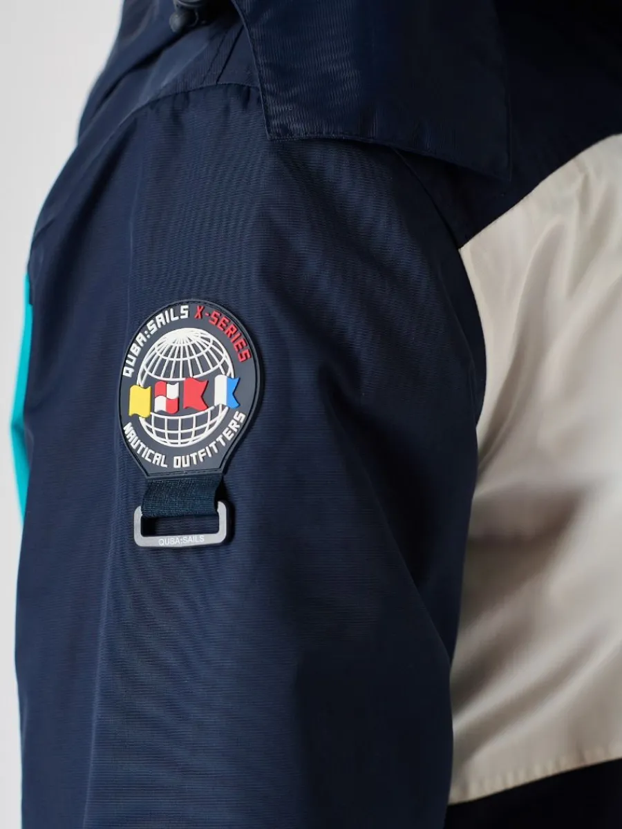 xseries_navy_white_and_te_7.webp Quba & Co X-Series Navy White and Teal Waterproof Sailing Jacket - Zermatt Online