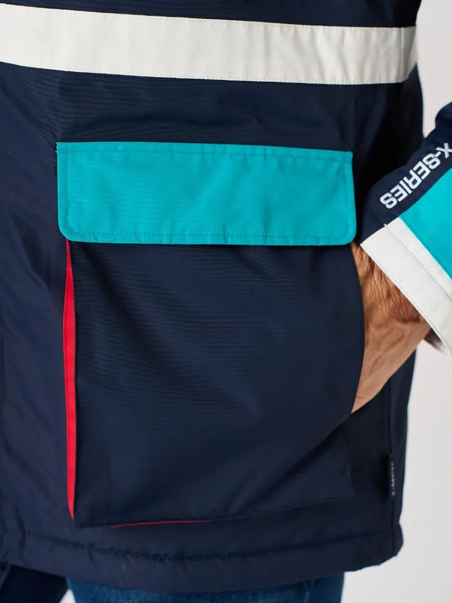 xseries_navy_white_and_te_8.webp Quba & Co X-Series Navy White and Teal Waterproof Sailing Jacket - Zermatt Online