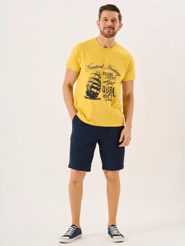 Quba & Co Yellow Sand Nautical Boat Print T-Shirt - Collins Sale